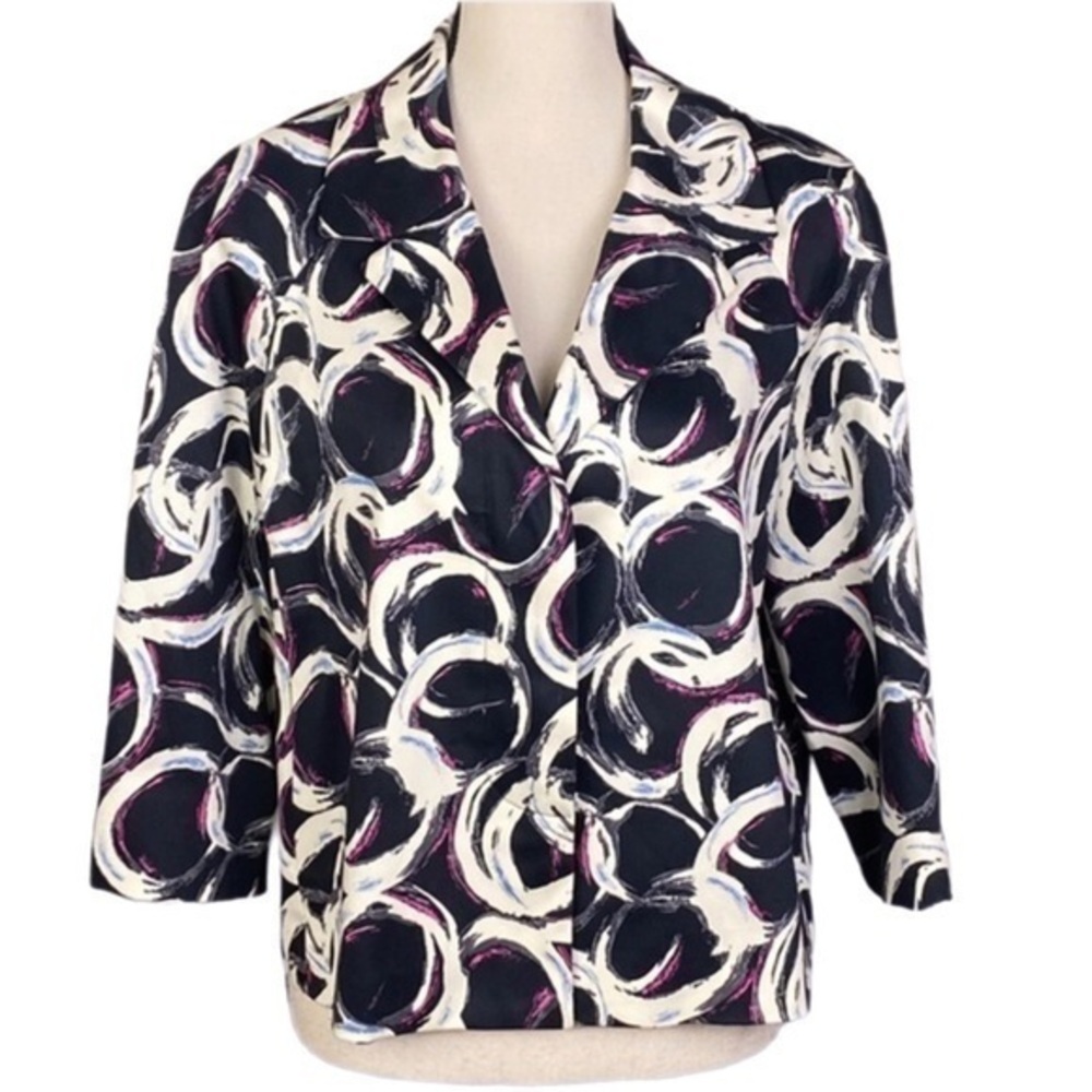 EVAN-PICONE “Stretch” Cotton blend, cropped blazer with POCKETS. Size 14. EUC